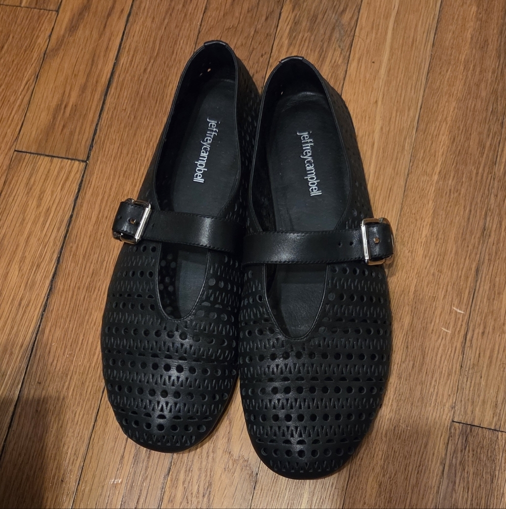 Jeffrey Campbell Black Perforated  Flats